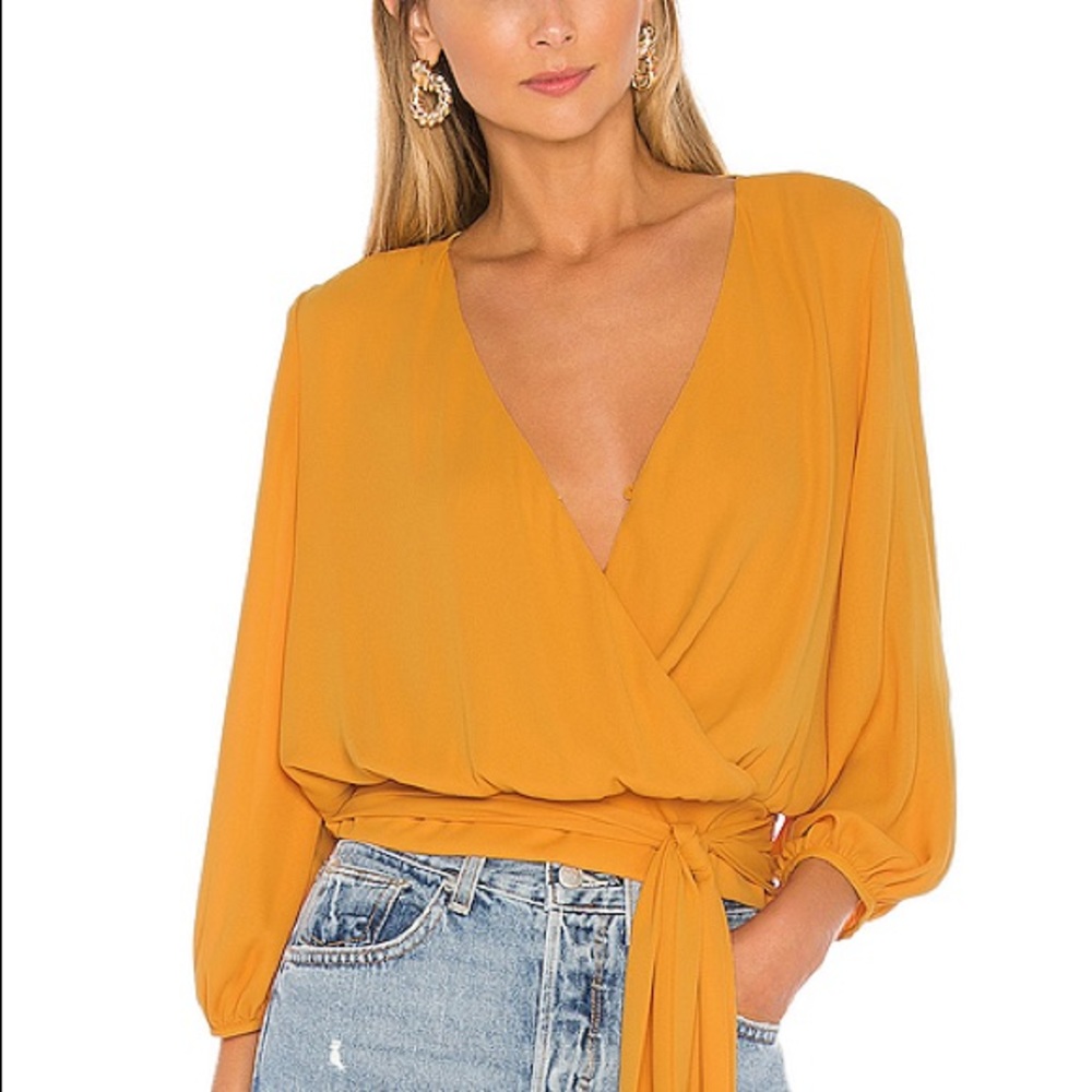 Revolve Tie Side Surplice Top in Marigold